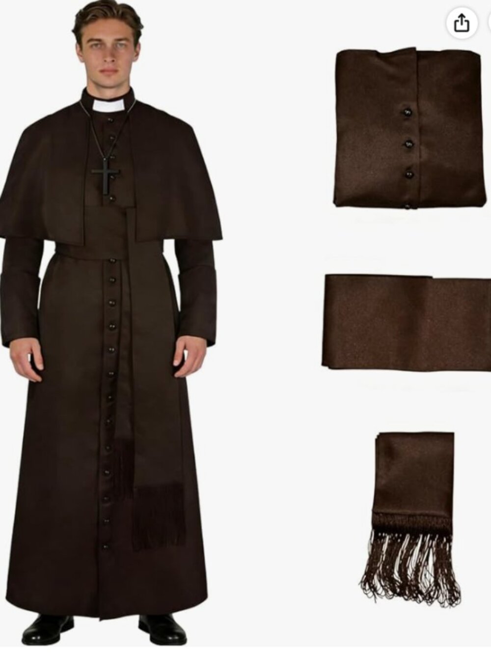 Mens Medieval Clergy Robe Renaissance Monk Coat Priest